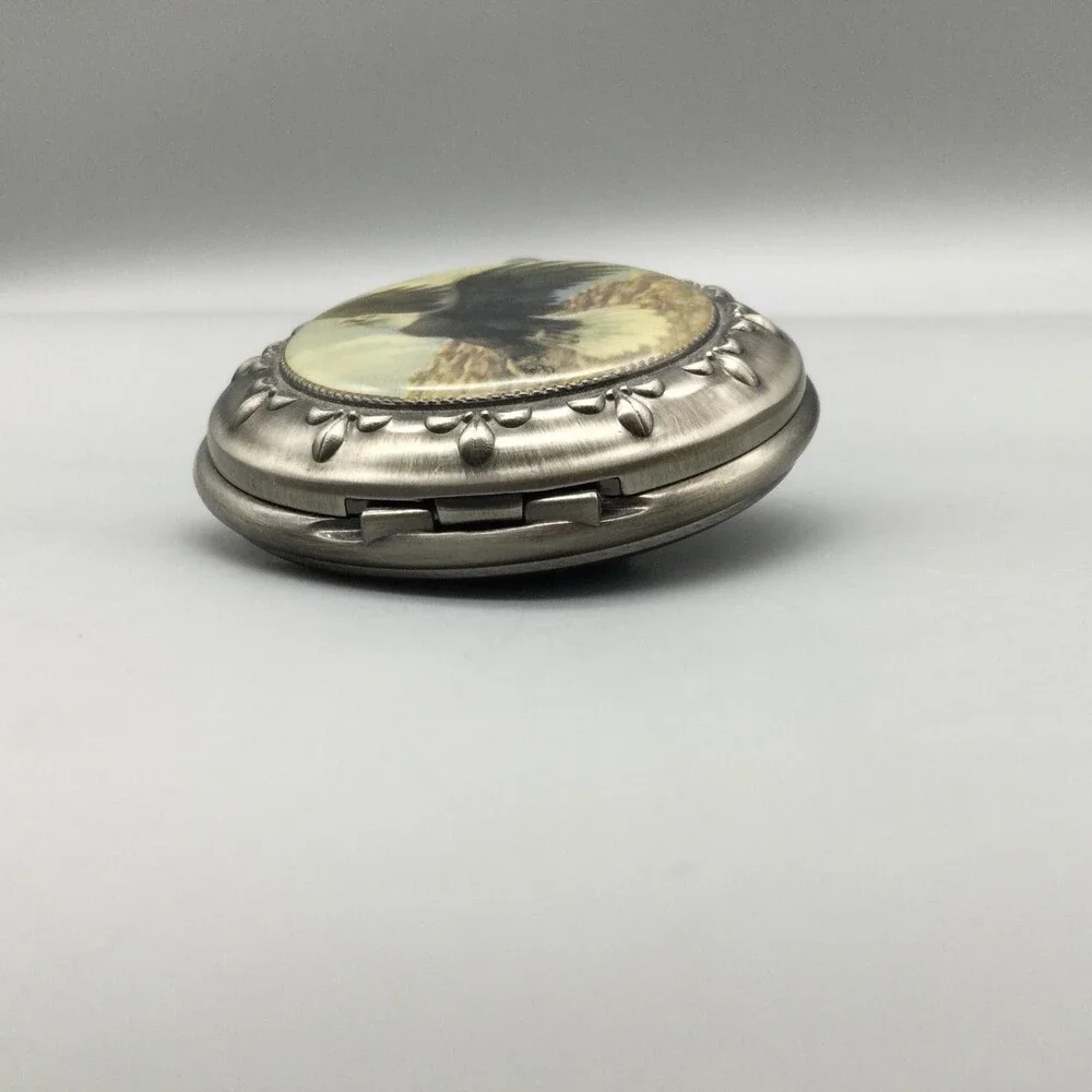 Majesti Bald Eagle Pocket Watch Men 51mm Silver Tone Full Hunter New Battery